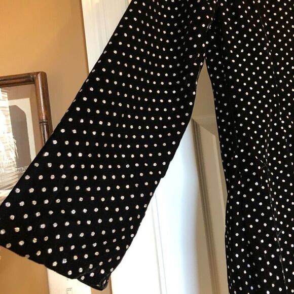 AQUA - NWT - L Sz S Metallic-Dot Velvet Long-Sleeve Mini-Dress. 100% Polyester. - Picture 5 of 13